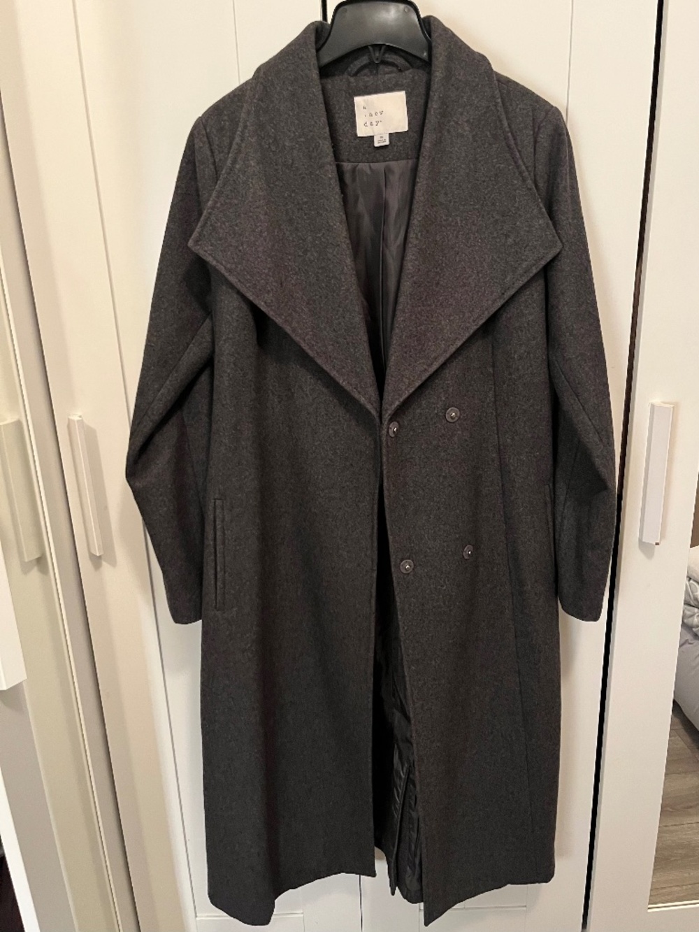 63% wool coat, dark gray, medium